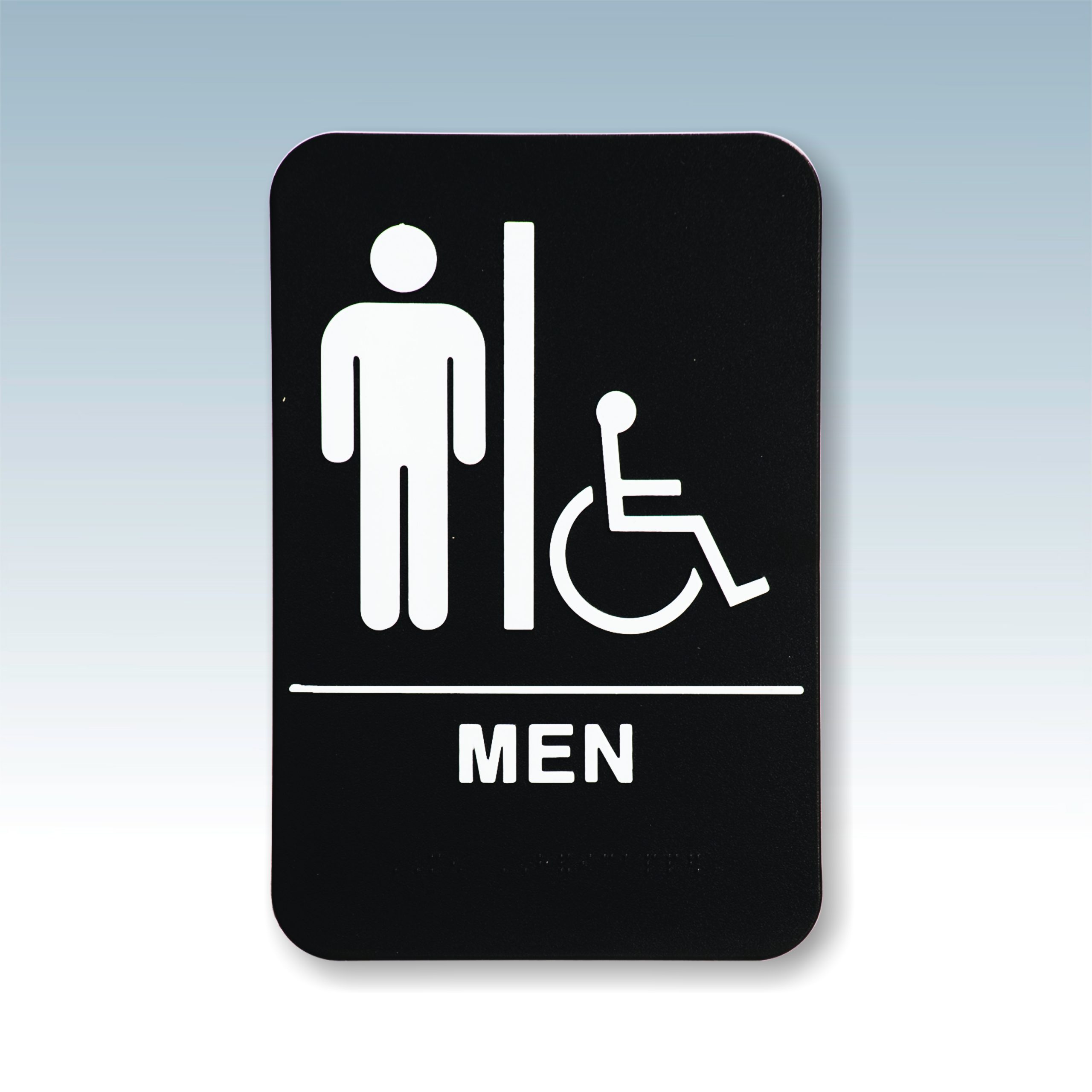 ADA MEN'S RESTROOM  BRAILLE AT BOTTOM  9" X 6"  Free Shipping US only 