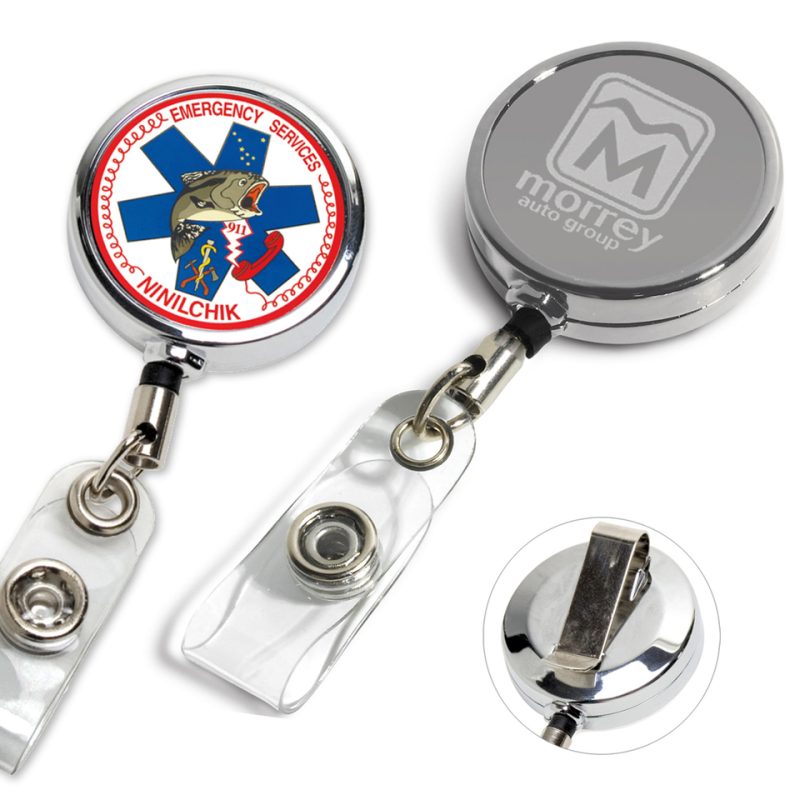Large Metal Chrome Custom Badge Reel