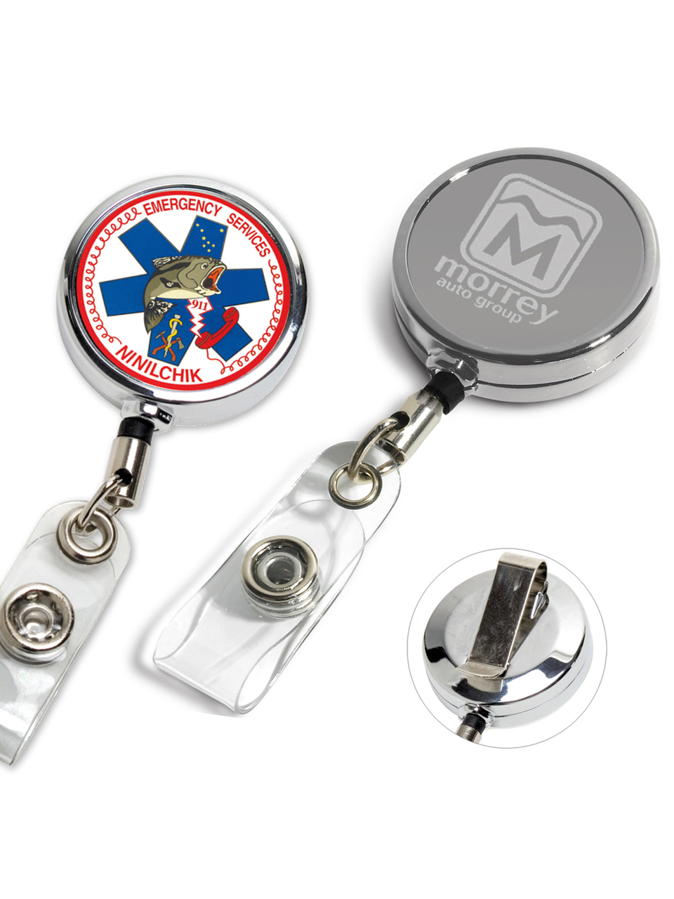 Large Metal Chrome Custom Badge Reel – Ryder Engraving