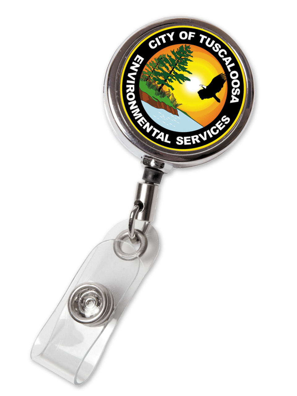 Black /Chrome Heavy-Duty badge Reel with Link Chain Reinforced