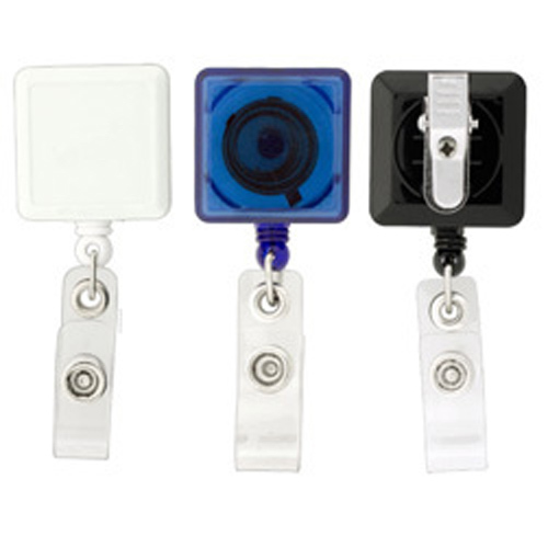 Square Badge Reel with Swivel Belt Clip