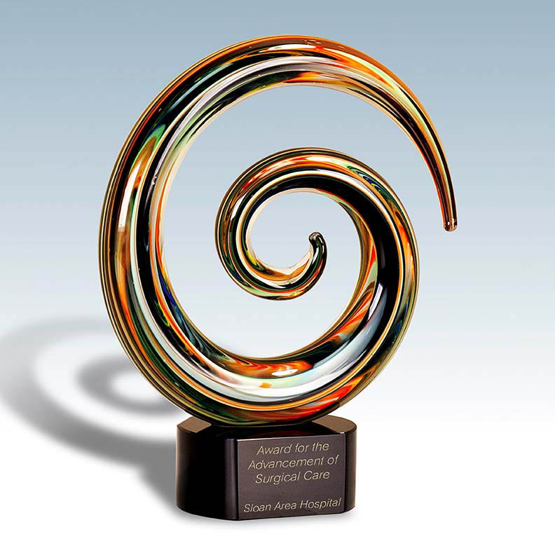 Golden Spiral Art Glass Award – Ryder Engraving