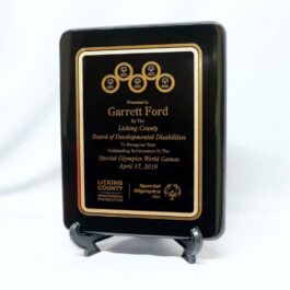 Engraved Black Piano Finish Plaque with Round Corners