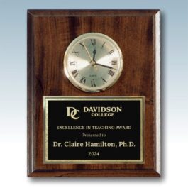 Engraved Cherry Finish Plaque Clock