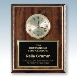 Engraved Cherry Finish with Gold Plaque Clock