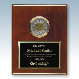 Engraved Rosewood Piano Finish Plaque Clock