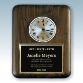 Engraved Solid Walnut Elliptical Plaque Clock