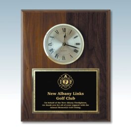 Engraved Solid Walnut Plaque Clock