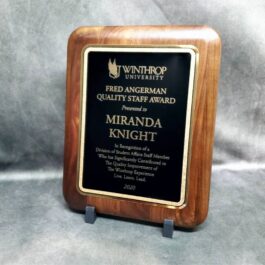 Engraved Walnut Plaque with Elliptical Edge Round Corner