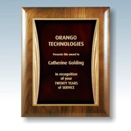 Engraved Walnut Plaque with Elliptical Edge Square Corner