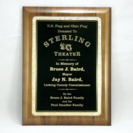 Engraved Walnut Plaque with Elliptical Edge Square Corner