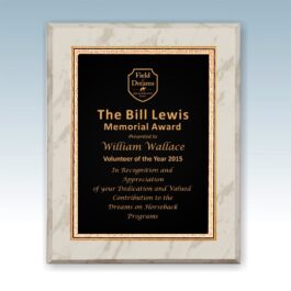 Engraved White Marble Finish Plaque