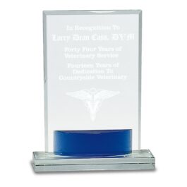 Blue Accent Rectangle Crystal Award