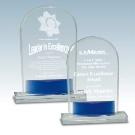 Blue Accent Round Crystal Award