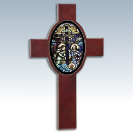 Cross Plaque with Ceramic Tile – Rosewood