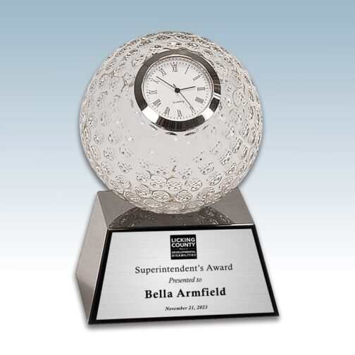 Crystal Golf Ball Clock Award