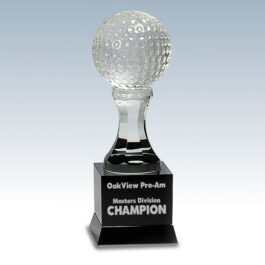 Crystal Golf Ball Black Pedestal Award