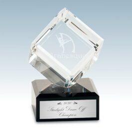 Cube Crystal Award with Black Base