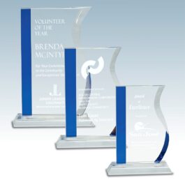 Curved Blue Accent Crystal Award