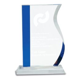 Curved Blue Accent Crystal Award