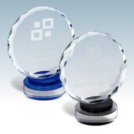 Round Facet Pedestal Crystal Award