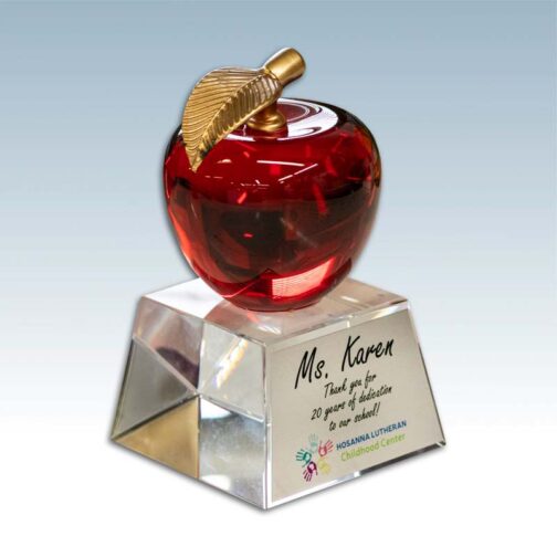 Crystal Red Apple with Base Award