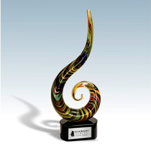 Curling Lemur Tail Art Glass Award