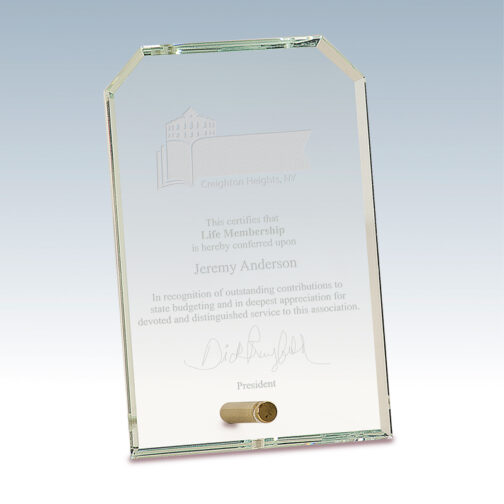 Glass Clip with Brass Pin Award