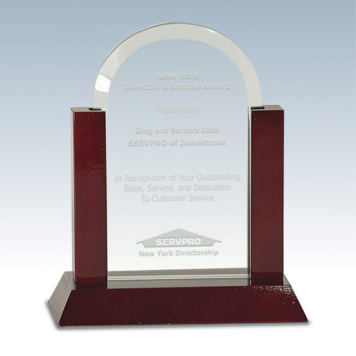 Rosewood Arched Jade Glass Award