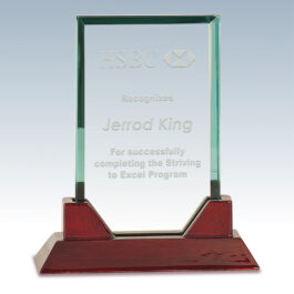 Rosewood Rectangle Jade Glass Award