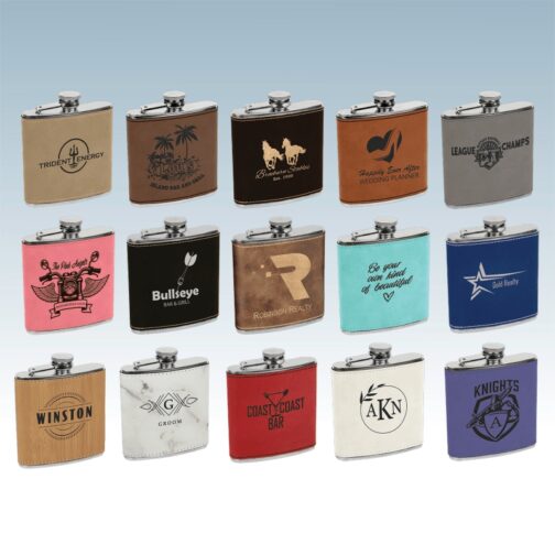 6 oz Leatherette Flasks - Image 3