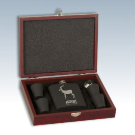 6 oz Stainless Steel Wood Gift Box Sets