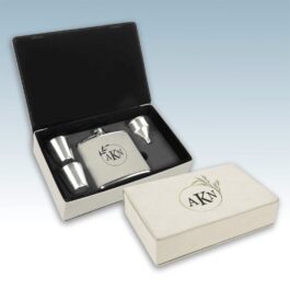 6 oz Leatherette Flask Gift Set