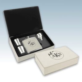 6 oz Leatherette Flask Gift Set