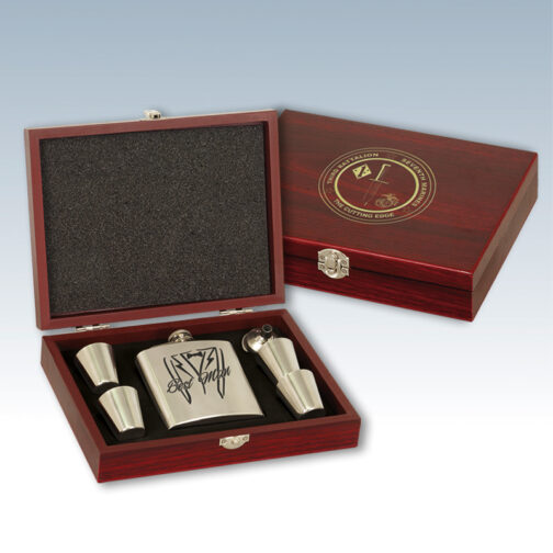 6 oz Stainless Steel Wood Gift Box Sets