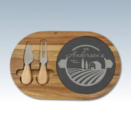 Acacia & Slate Oval Cheese Set with Two Tools