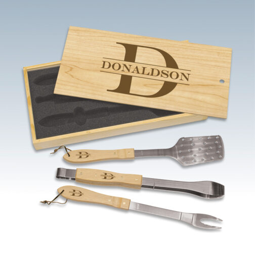 BBQ 3-Piece Set in Wooden Pine Box