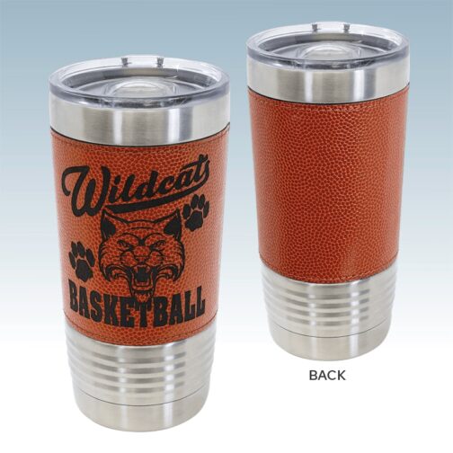 Basketball Leatherette 20 oz. Tumbler with Slider Lid