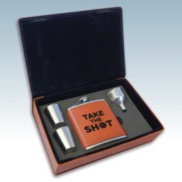 Basketball Leatherette 6 oz. Flask Gift Set