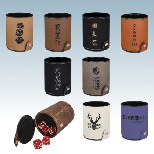 Leatherette Dice Cup with 5 Dice - Image 3