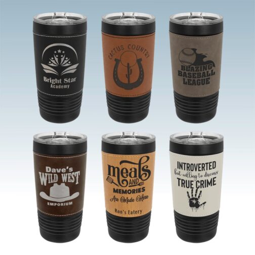 Leatherette 20 oz. Black Tumblers - Image 2