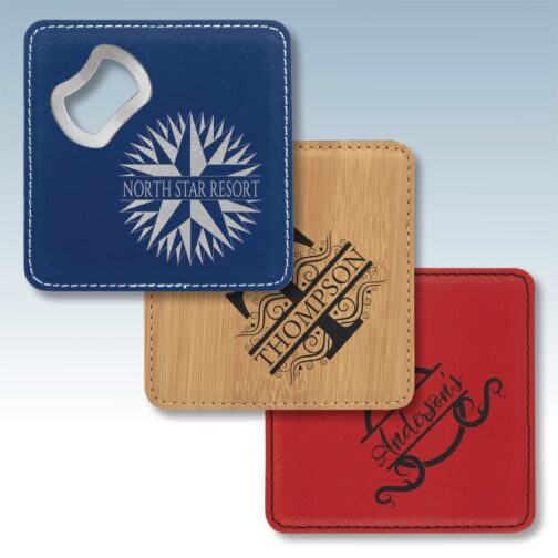 Leatherette Bottle Opener Coasters - Image 3