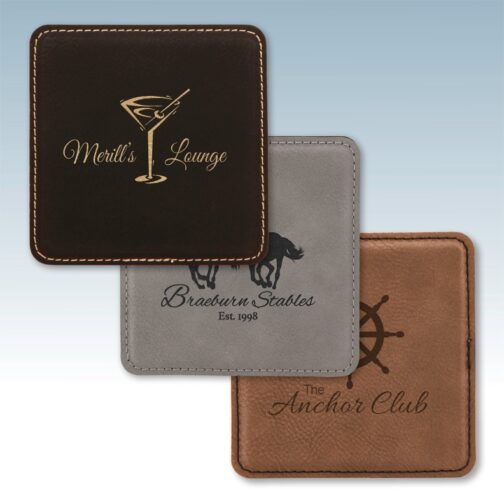 Leatherette Square Coasters - Image 4