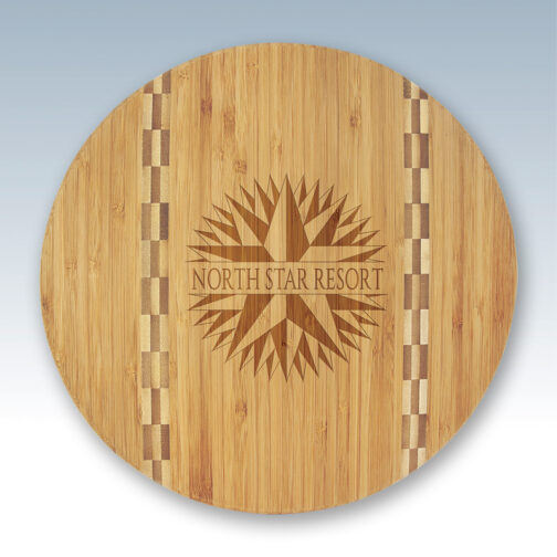 Medium Checker Round Bamboo Cutting Board