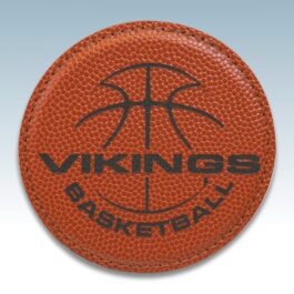 Round 4″ Basketball Leatherette Coaster