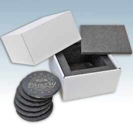 Round 4″x4″ Slate Coaster 6-Piece Set