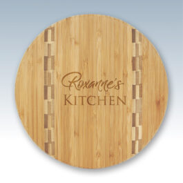 Small Checker Round Bamboo Cutting Board