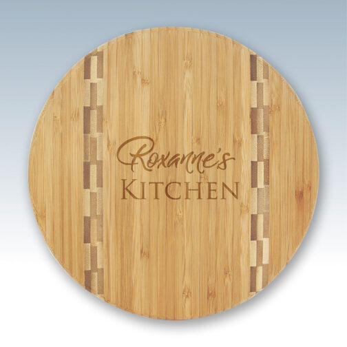 Small Checker Round Bamboo Cutting Board