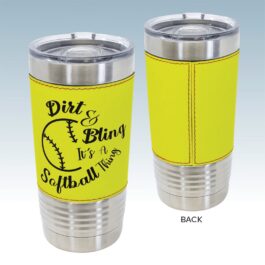 Softball Leatherette 20 oz. Tumbler with Slider Lid