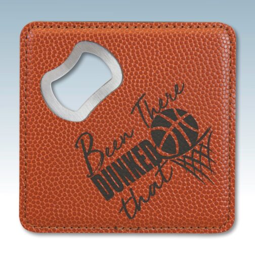 Square Basketball Leatherette Bottle Opener Coaster